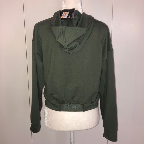 PUMA modern sports logo watermarked hoodie sweatshirt green thyme S NWT - Picture 7 of 16